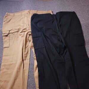 LOT OF 2 Boulder Creek Pants Mens 56x38 B Cargo Big Tall Chino Khaki Black Beige
